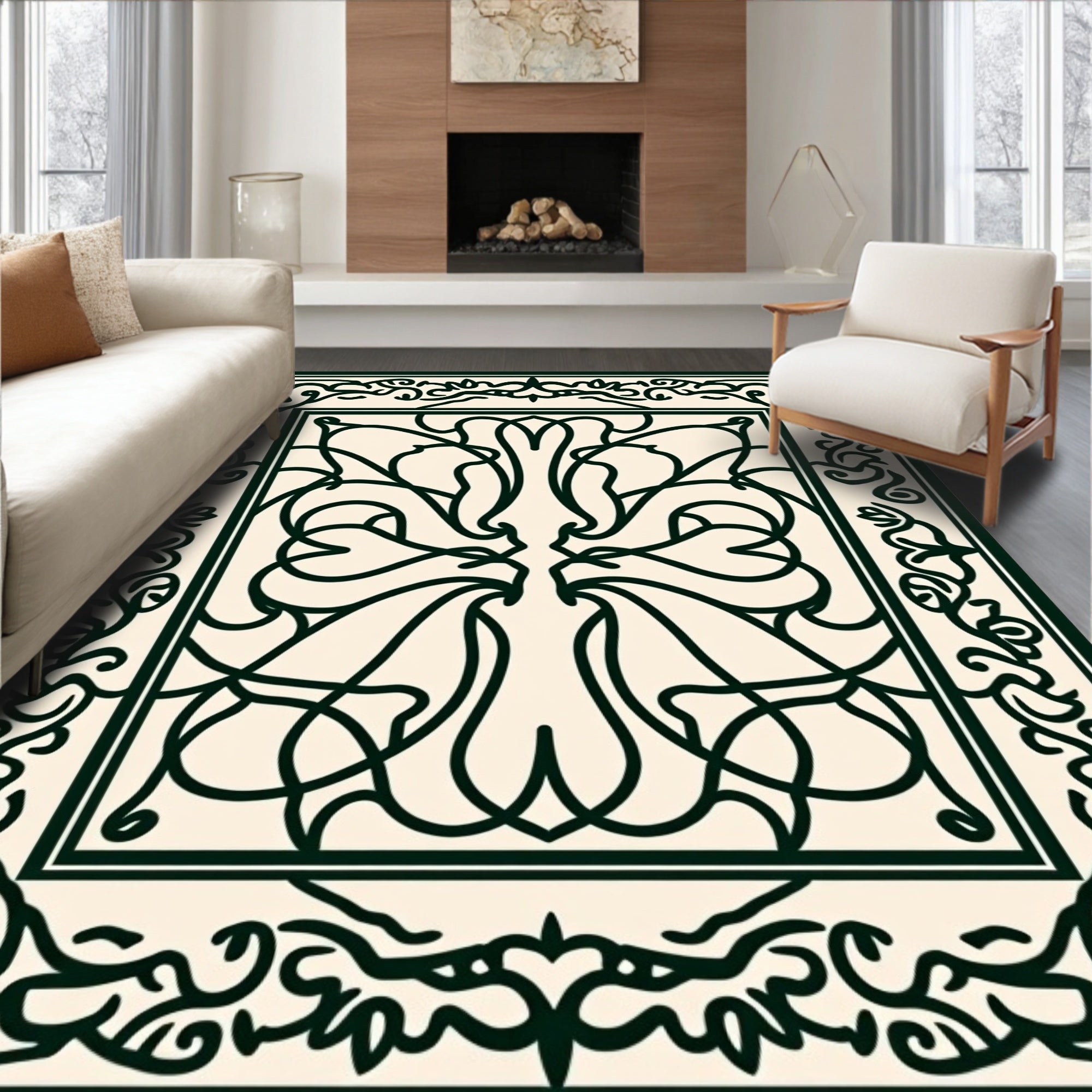 Classic Floral Scrollwork Arabesque Rug