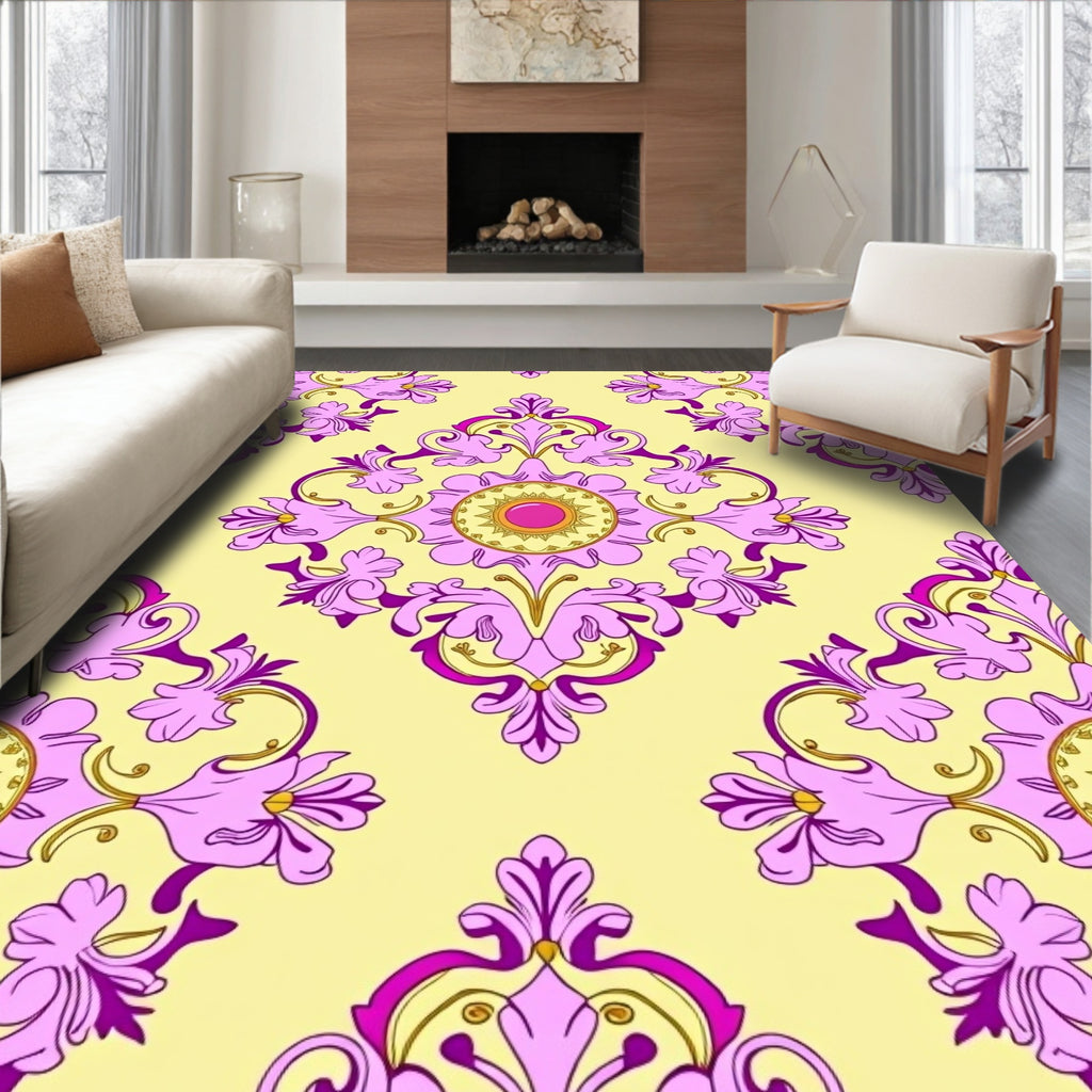 Ornate Floral Pattern With Bright Gemstones Rug