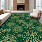 Emerald Golden Floral Medallion Arrangement Rug