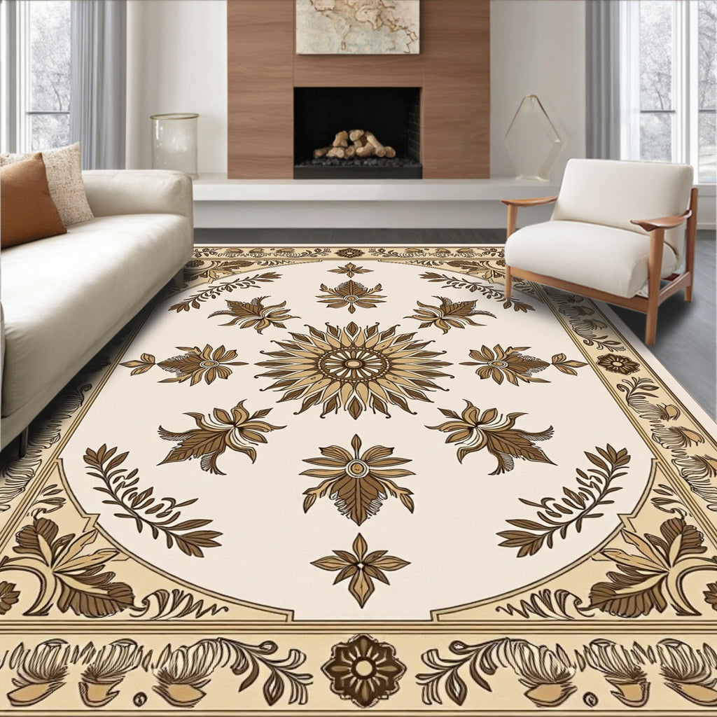 Vintage Floral Sunburst Mandala Design Rug