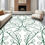 Elegant Green Vine Pattern Rug