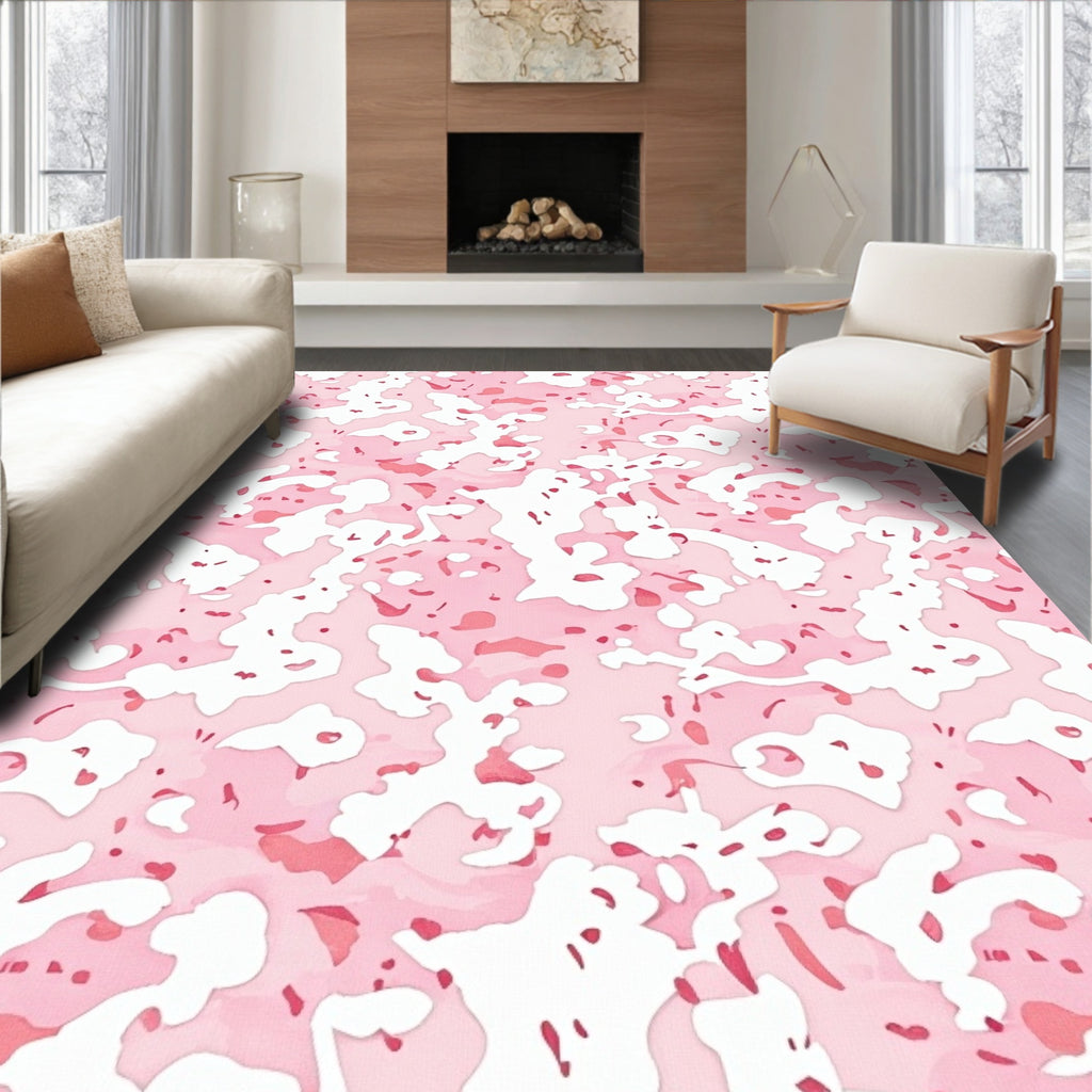 Soft Pink Abstract Blob Pattern Rug