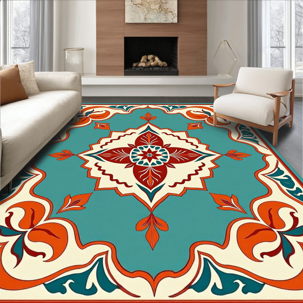 Classic Medallion Floral Border Rug