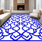 Bold Blue Interlocking Pattern Rug