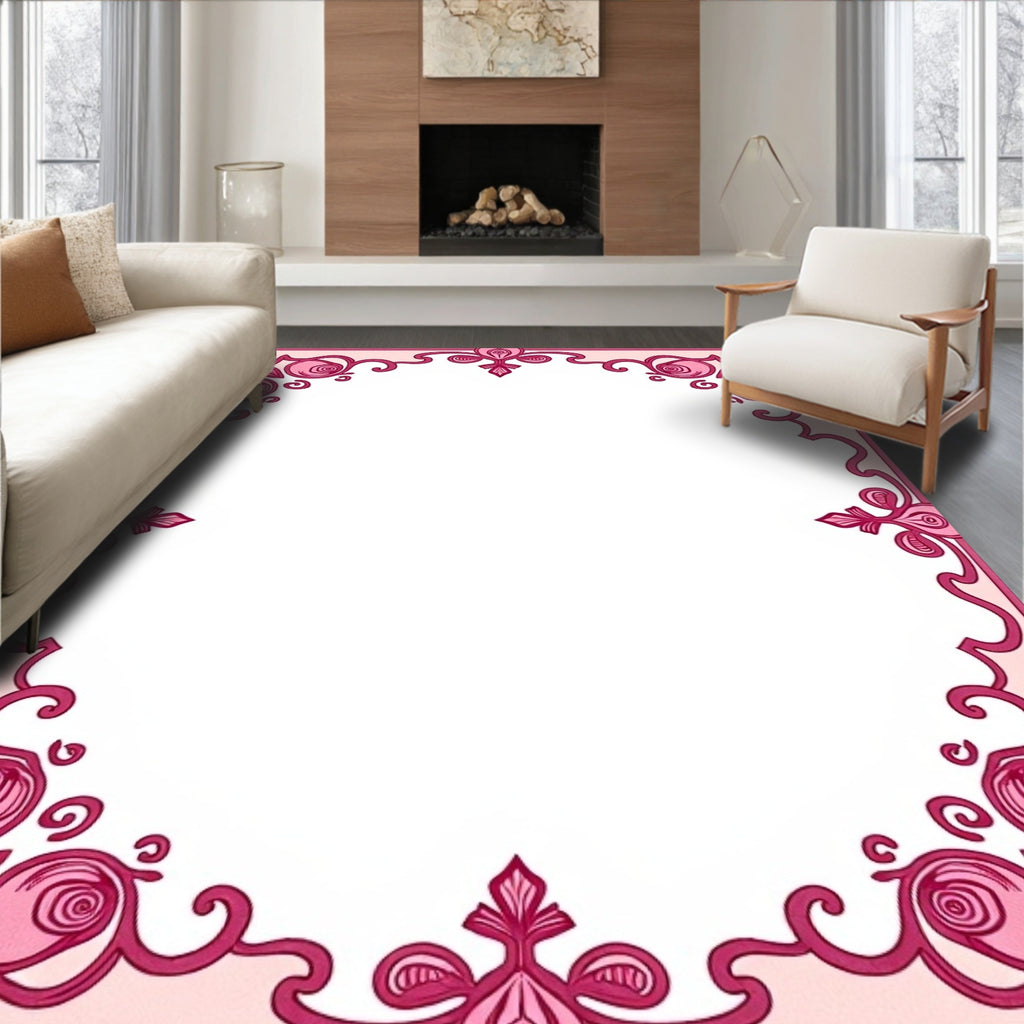 Floral Swirls And Leaves Design Rug