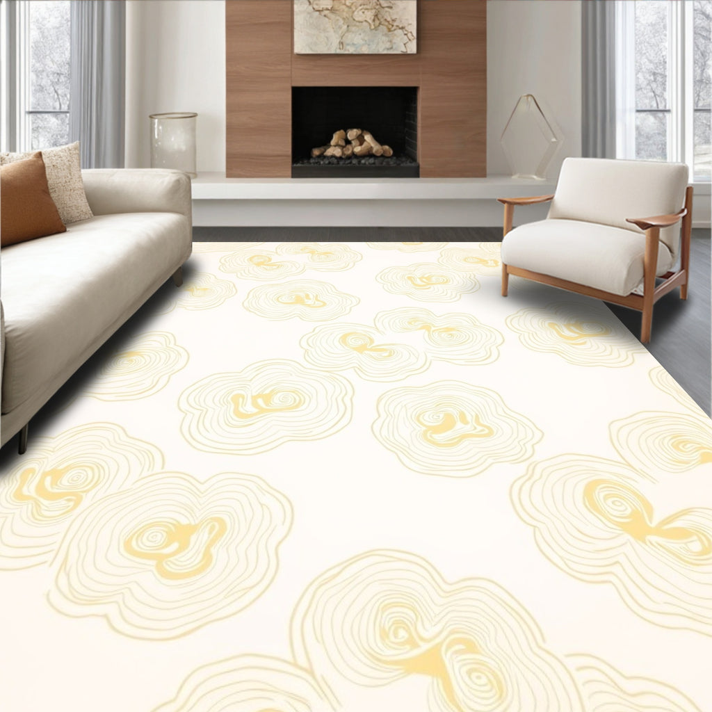Soft Yellow Swirl Abstract Pattern Rug