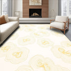Soft Yellow Swirl Abstract Pattern Rug