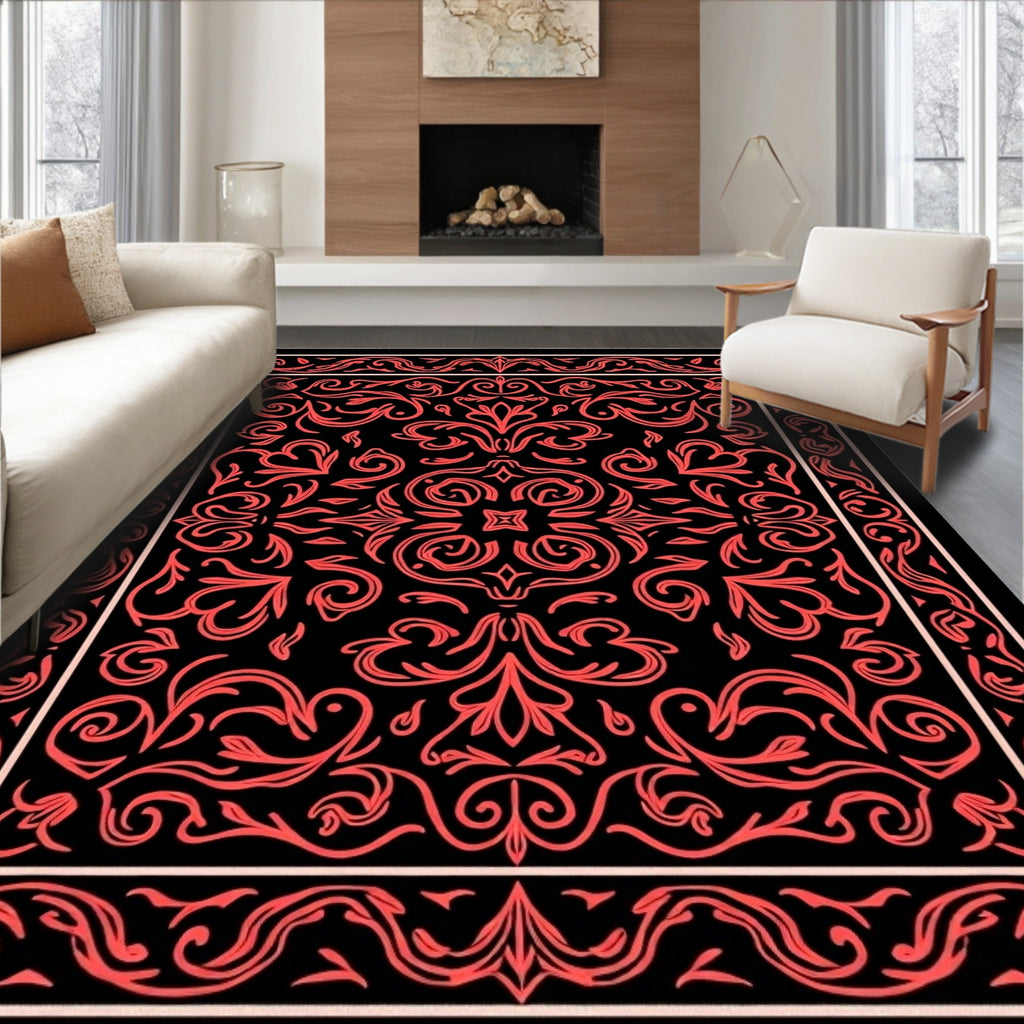 Coral Floral Intricate Patterned Rug