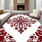 Elegant Crimson Vine Mandala Design Rug