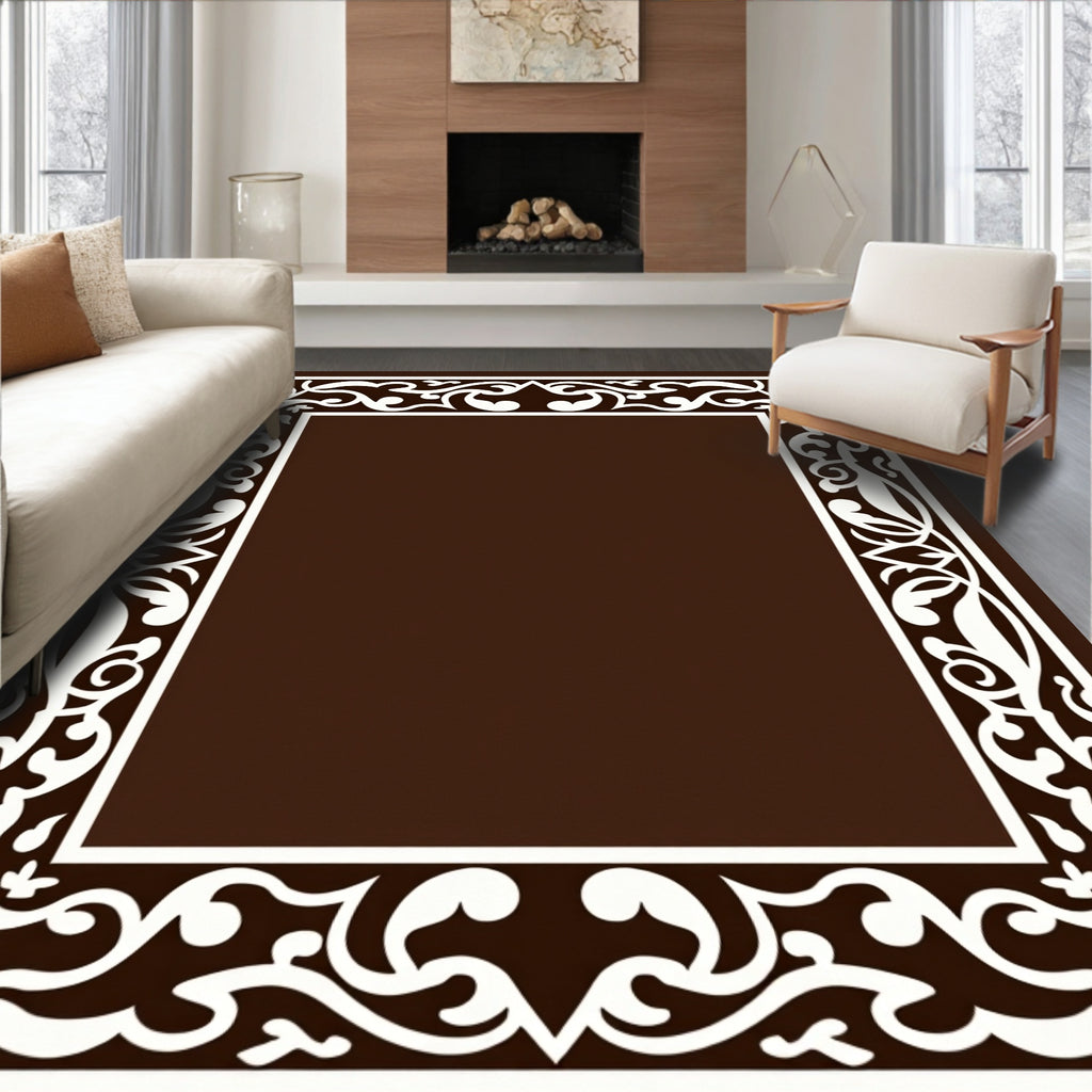 Ornate Scroll Vine Border Design Rug