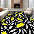 Vibrant Yellow Leaf Pattern Rug