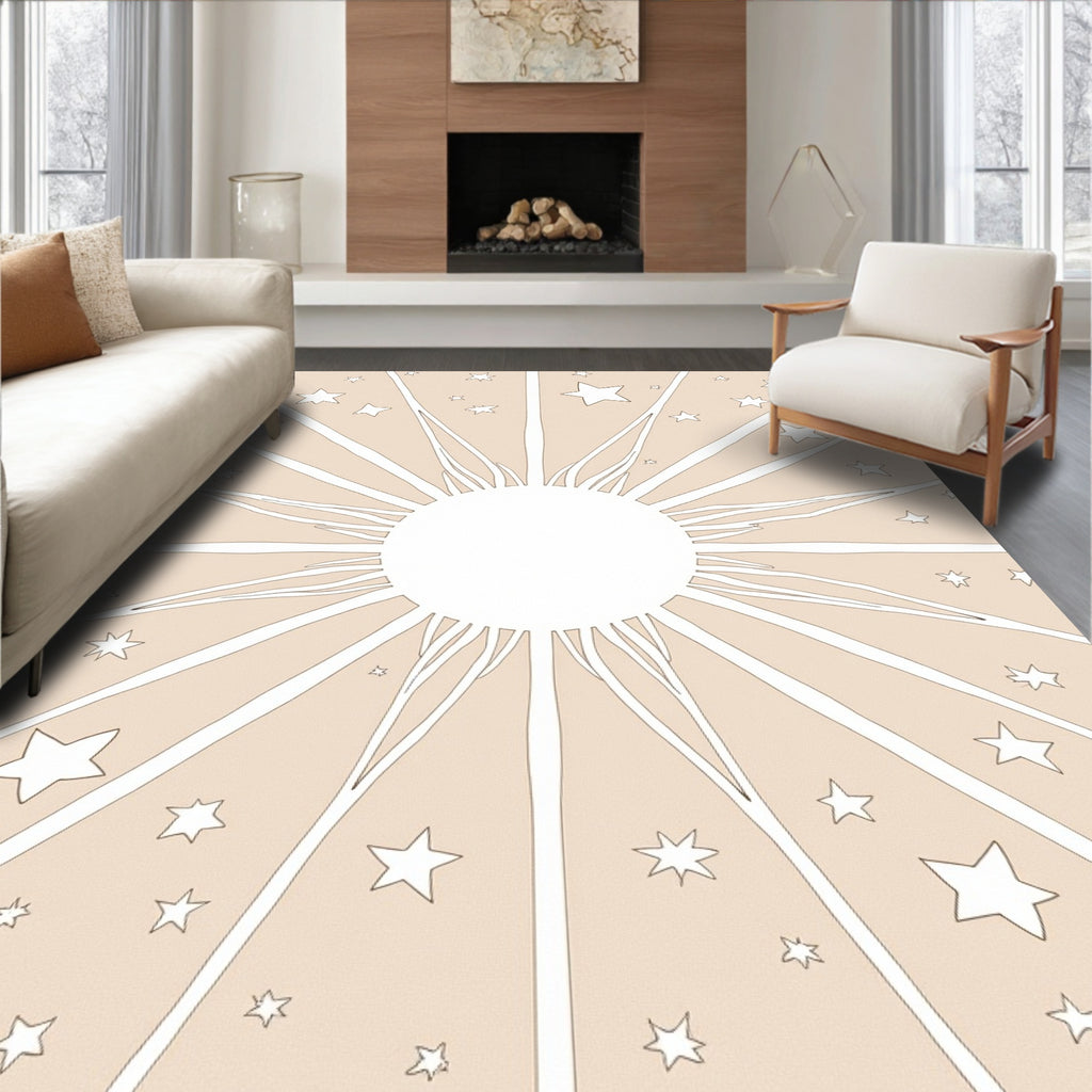 Celestial Sunburst Contemporary Star Design Rug