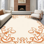 Elegant Orange Floral Scroll Border Rug