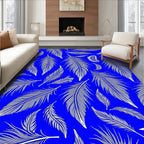 Blue White Feather Pattern Design Rug