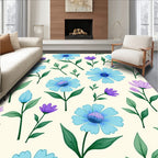 Spring Floral Pattern With Blue Flowers Rug