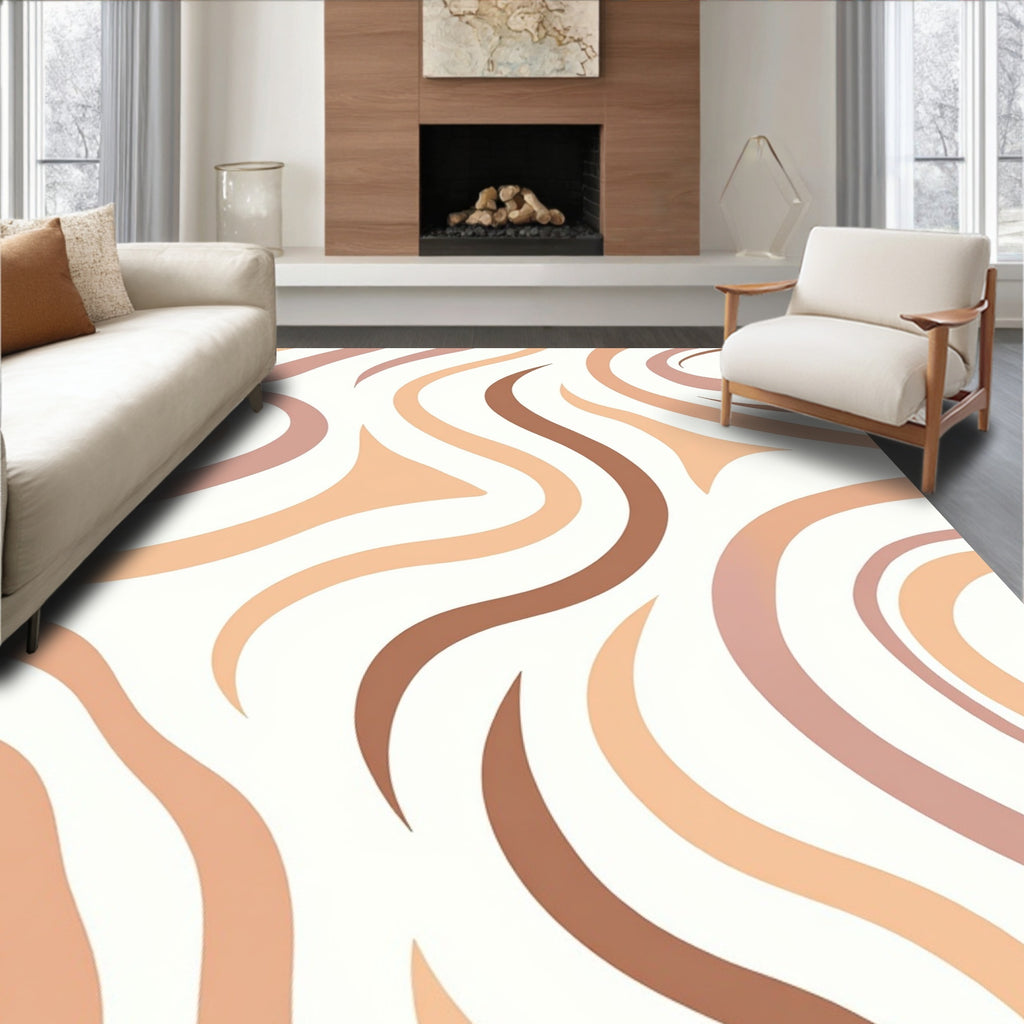 Abstract Earthy Swirl Pattern Rug