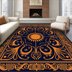 Ornate Sun and Vine Patterned Rug