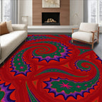 Vibrant Psychedelic Swirl Star Pattern Rug