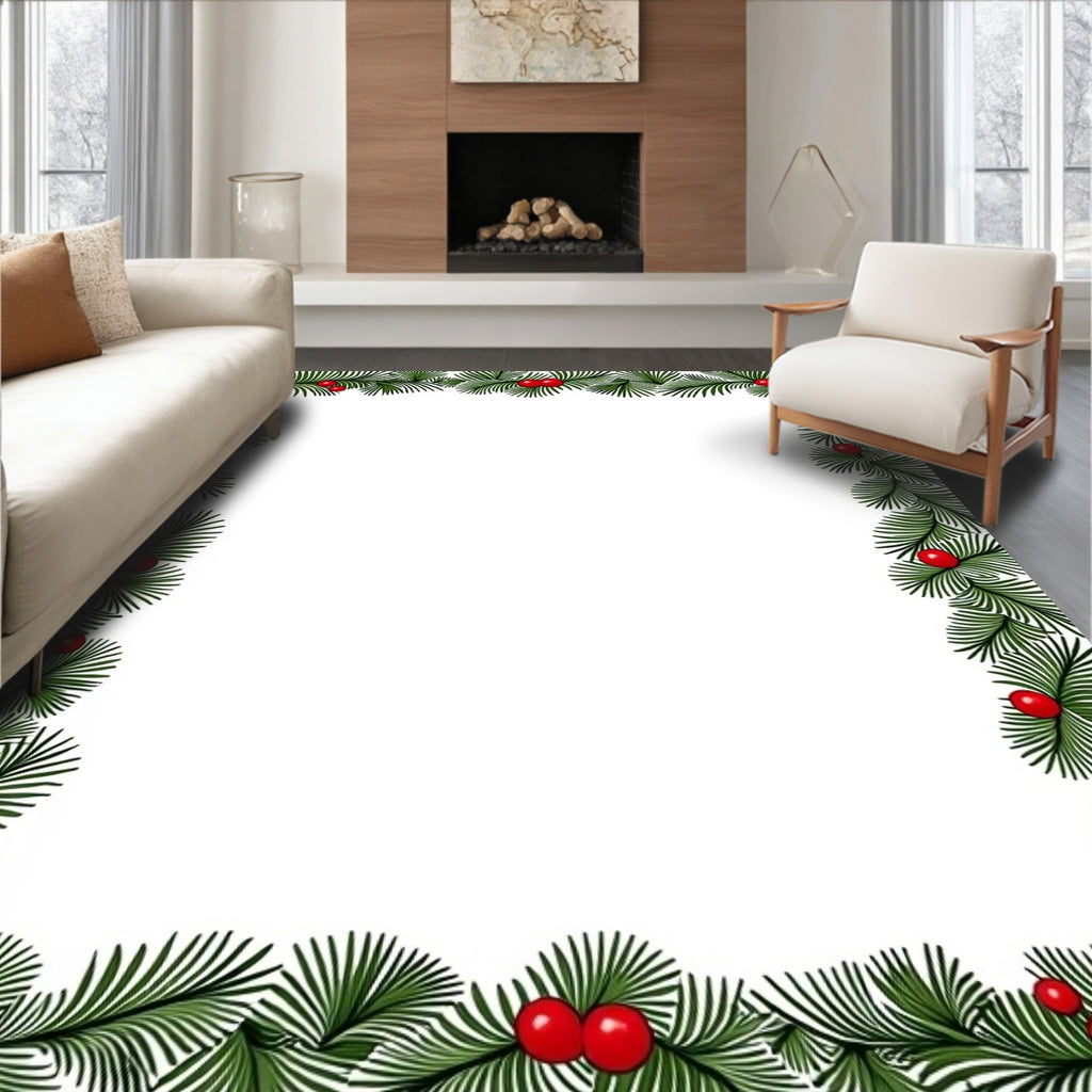 Evergreen and Berry Pine Border Rug