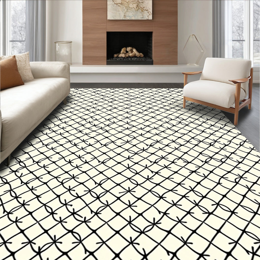 Net Pattern Hand Drawn Design Rug
