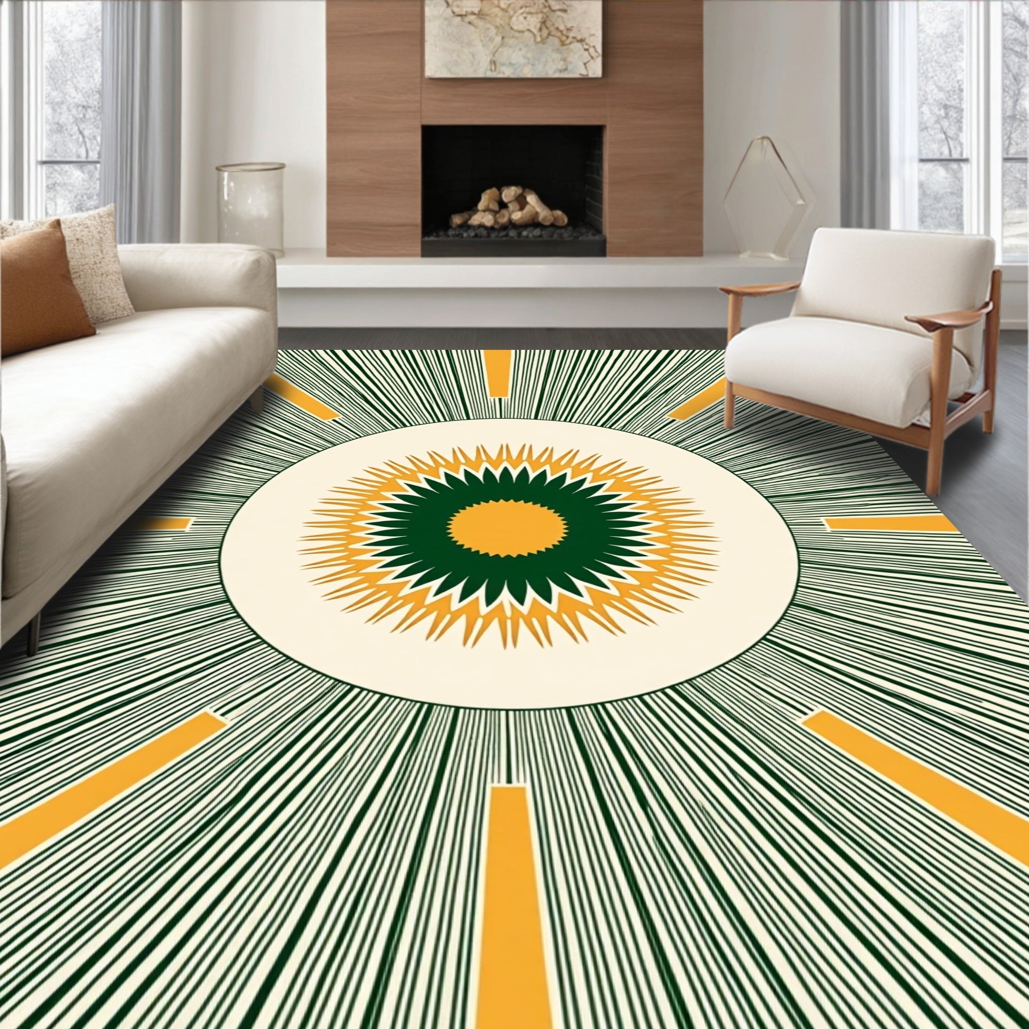 Radiant Sunburst Starburst Patterns Rug