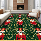 Red Nutcracker Emerald Gold Ornament Rug