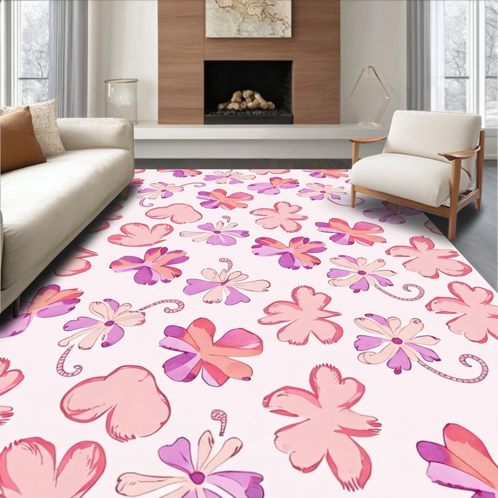 Whimsical Blossom Pattern With Pink Hues Rug