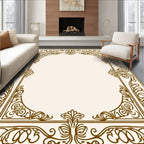 Ornate Scrollwork Floral Border Rug