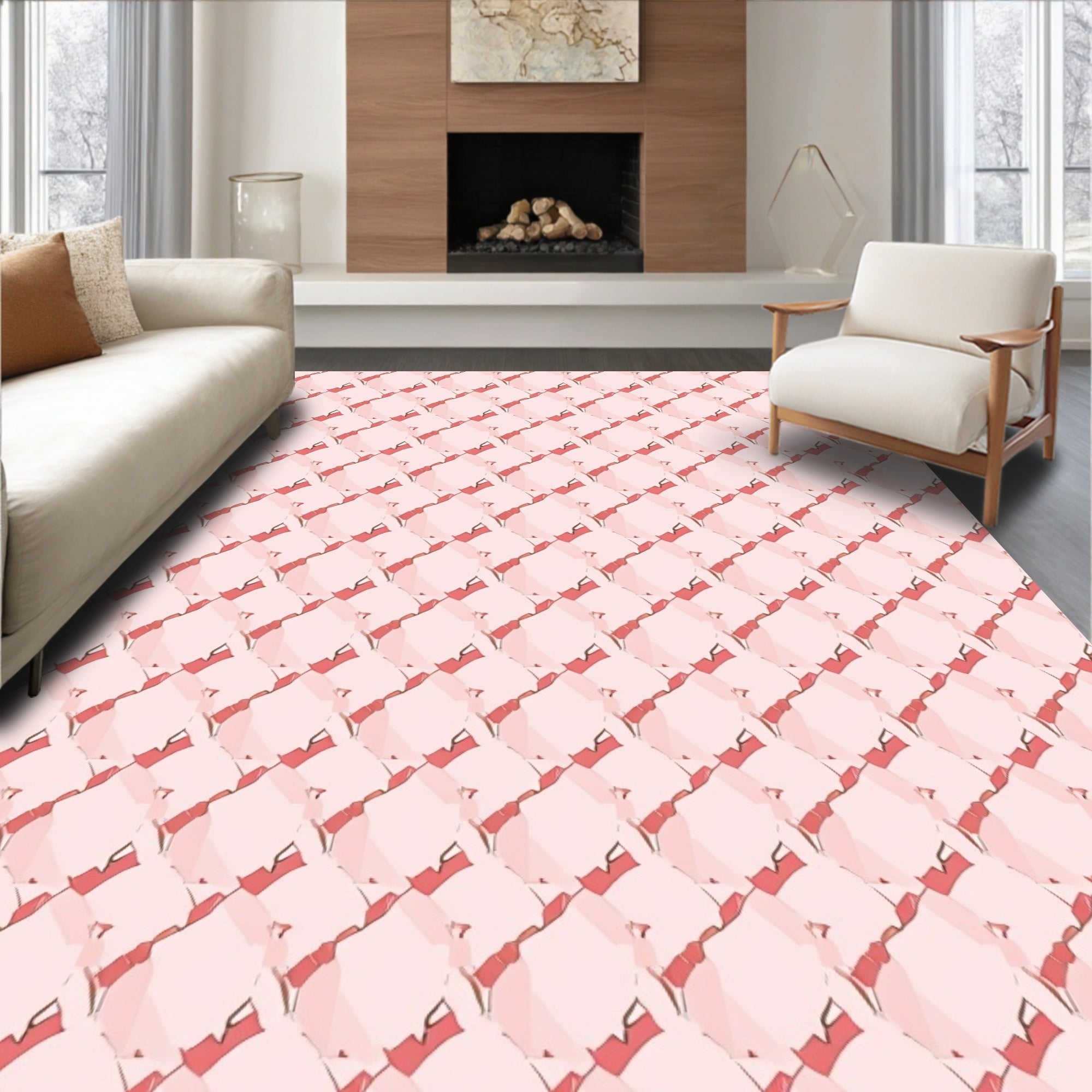 Soft Pink Gemstone Pattern Rug
