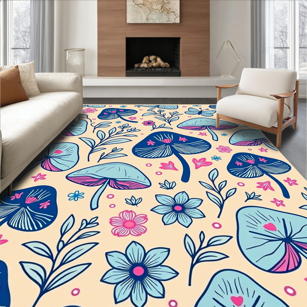 Mushroom Floral Pattern Design Rug