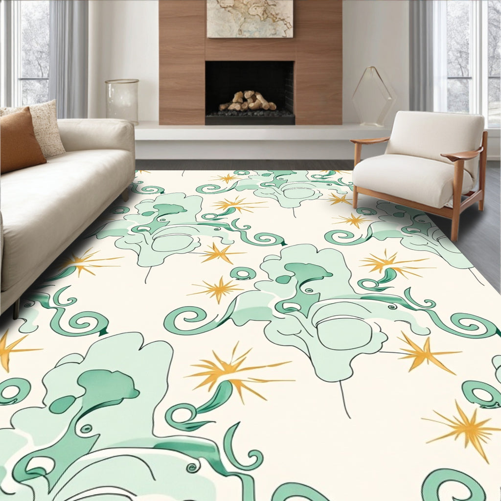 Ethereal Swirls Starbursts Design Rug