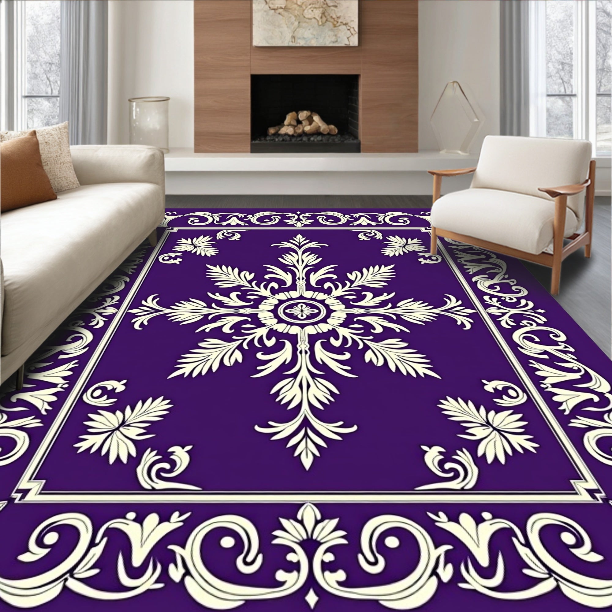 Intricate Floral Frame With Central Medallion Rug