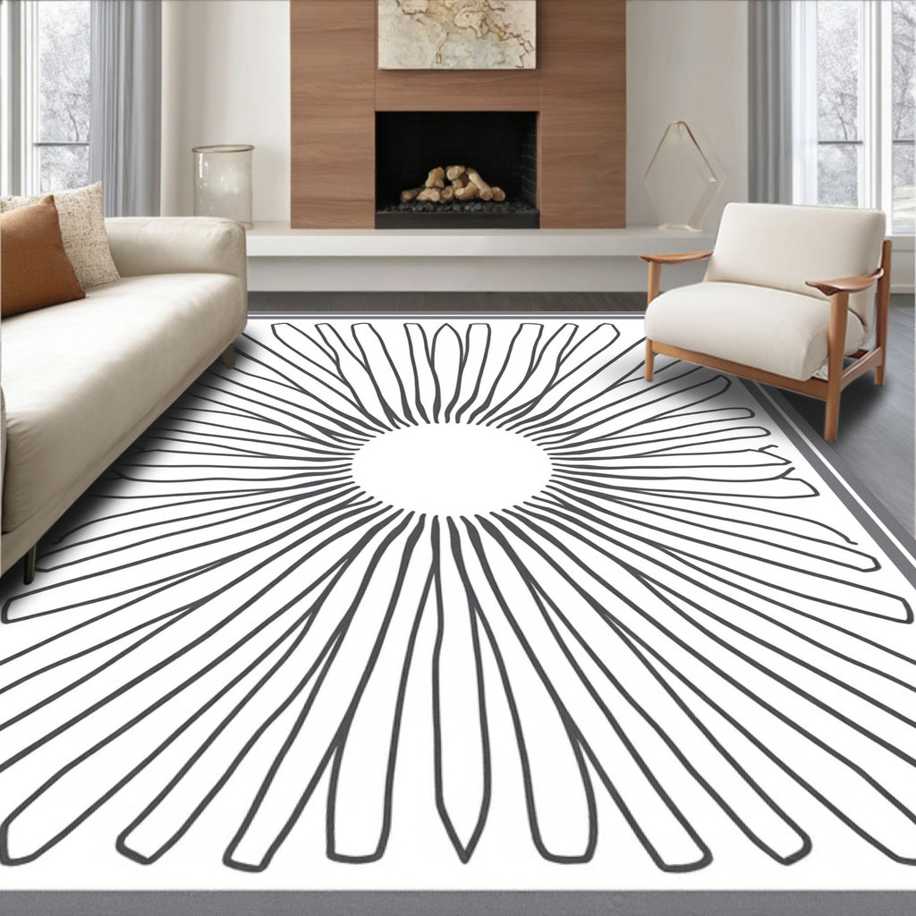 Radiant Sunburst Line Art Rug