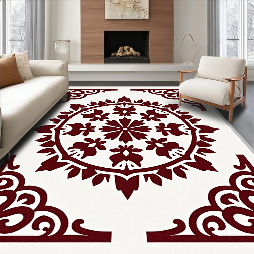 Classic Scroll and Floral Mandala Design Rug