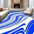 Bold Blue White Winding Lines Rug