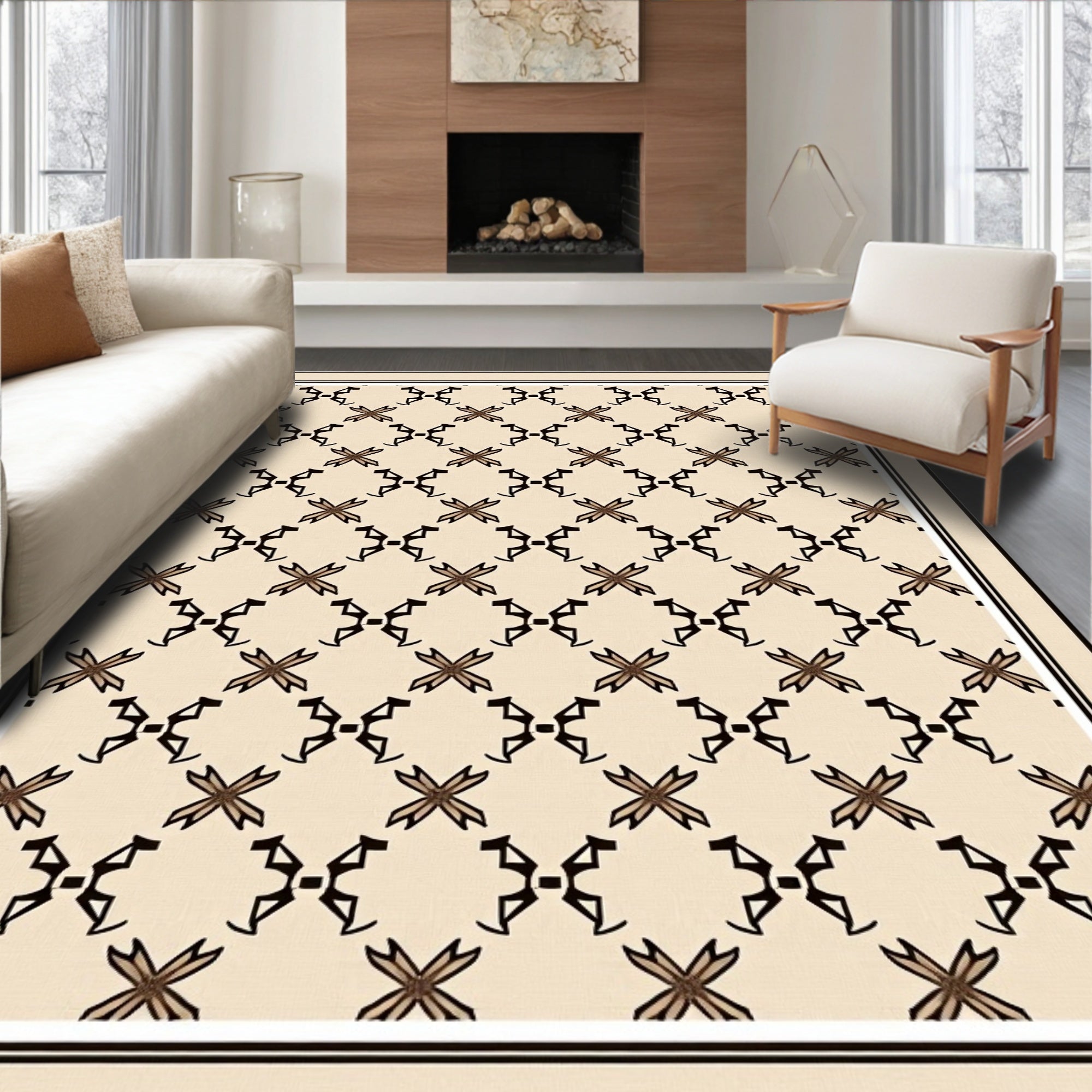 Neutral Geometric Patterned Design Rug
