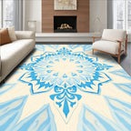 Intricate Blue White Floral Mandala Design Rug