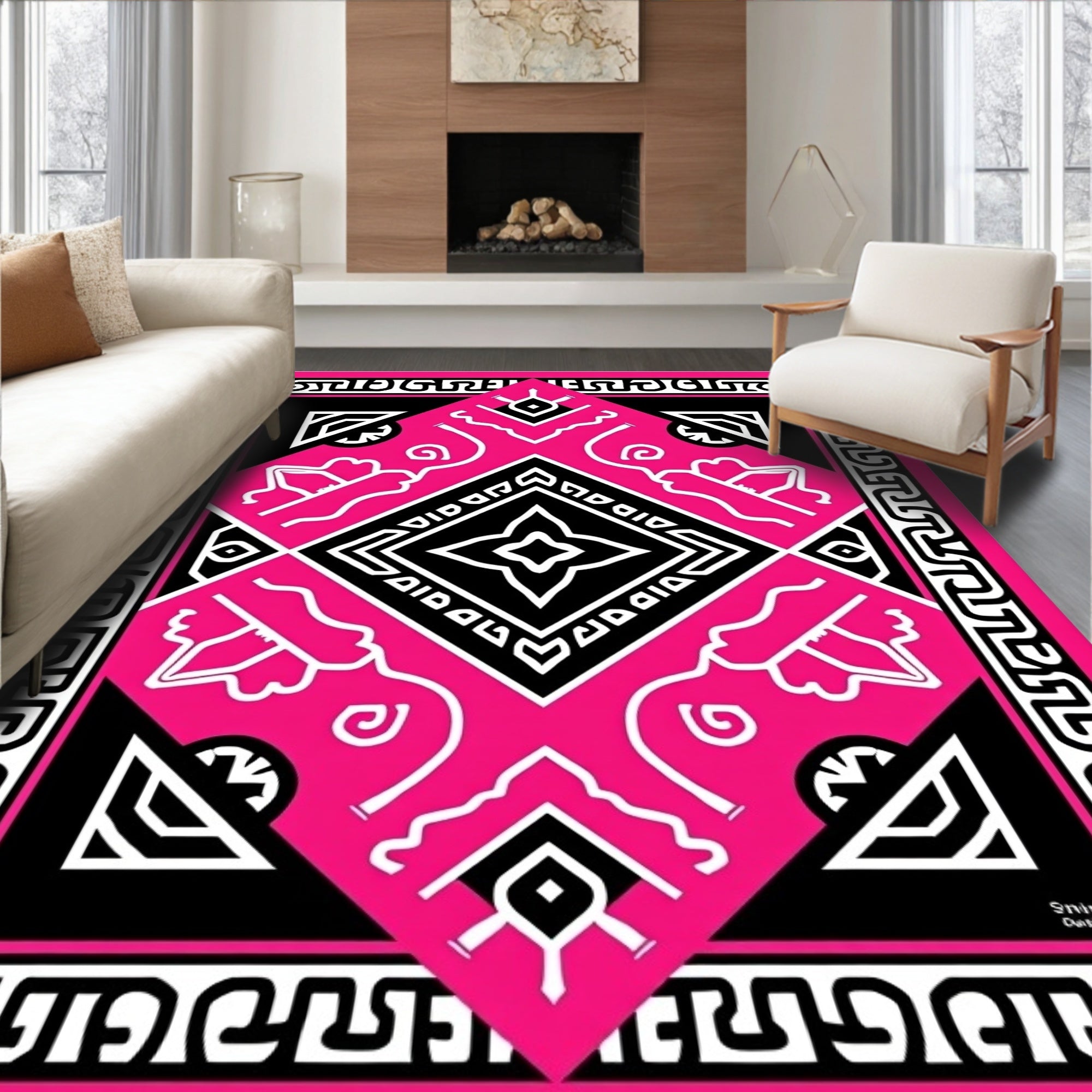 Bold Geometric Symmetry Pattern Rug