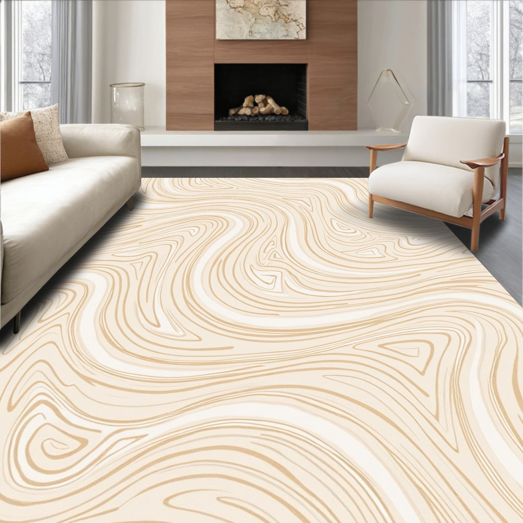 Abstract Swirling Wood Grain Design Rug