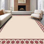 Elegant Burgundy Floral Border Pattern Rug