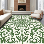 Ornate Green Floral Arabesque Rug