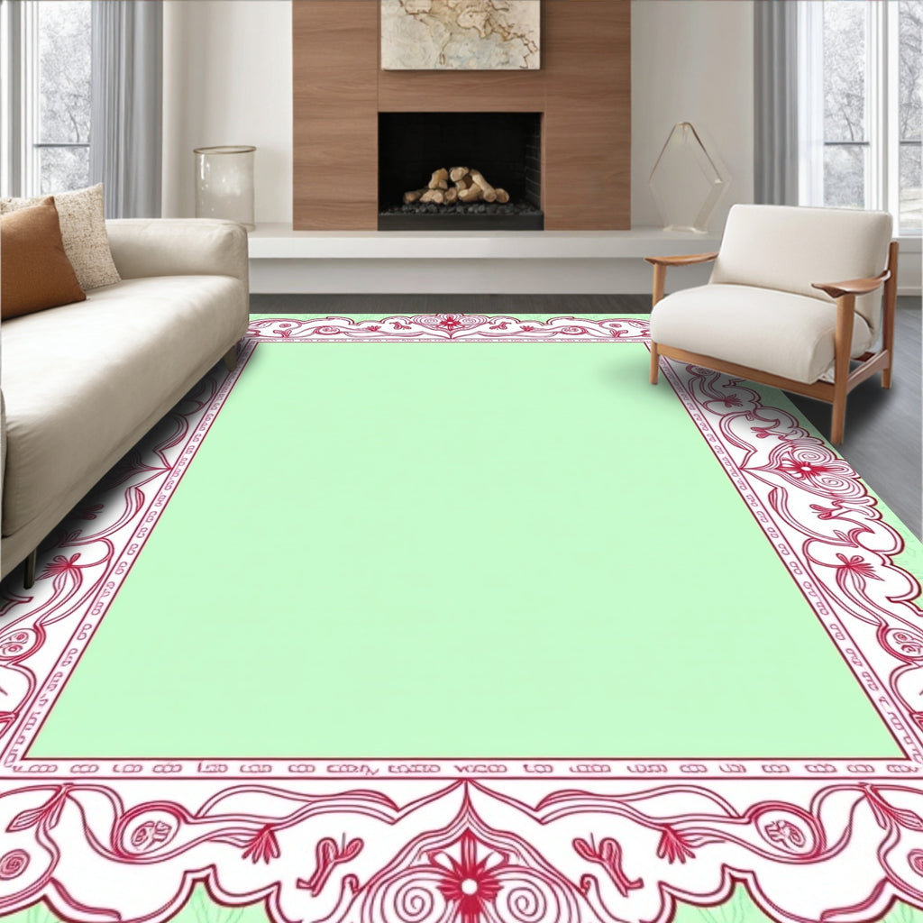 Ornate Floral Vine Border Rug