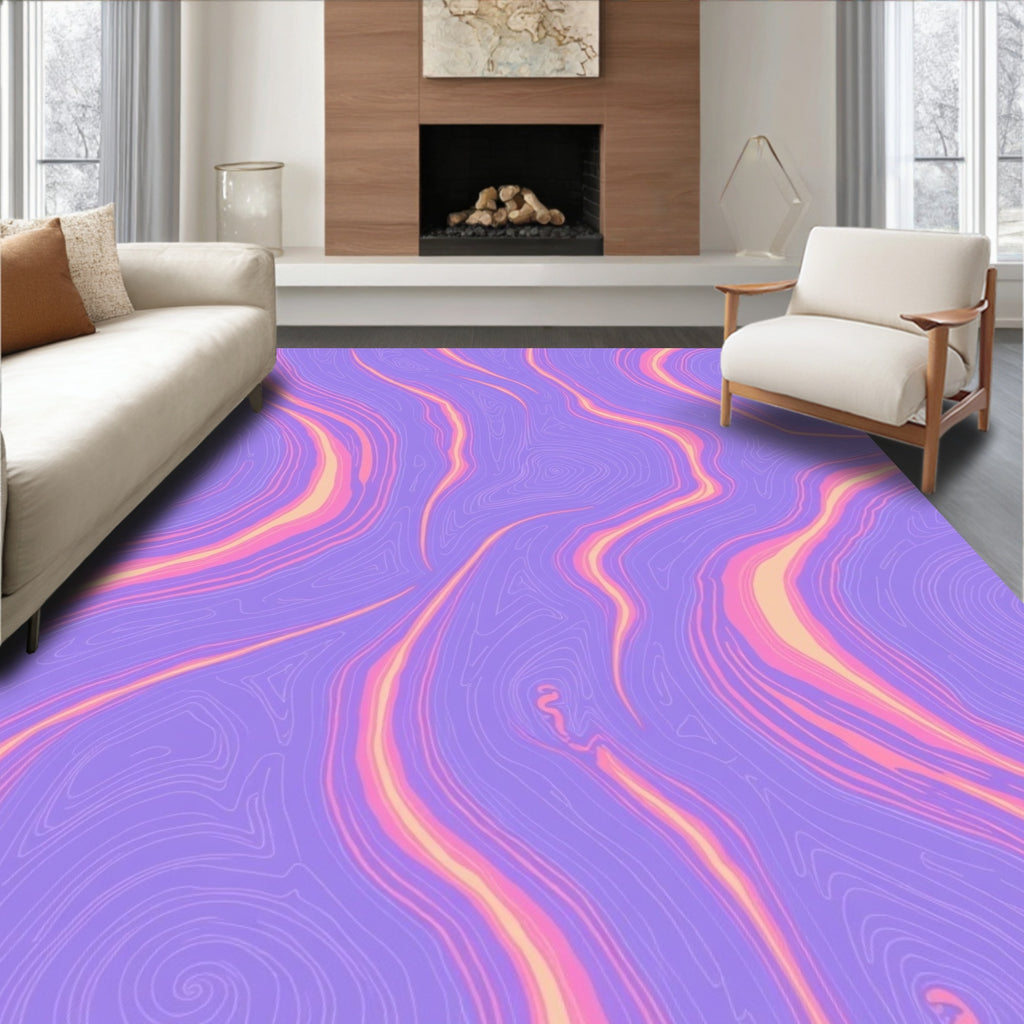 Pastel Swirl Lines Abstract Pattern Rug