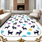 Delicate Forest Deer Multicolor Floral Rug