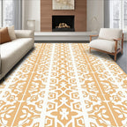 Golden Ochre Stylized Geometric Pattern Rug