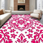 Bold Pink Floral Medallion Design Rug