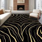 Black Gold Swirling Abstract Pattern Rug