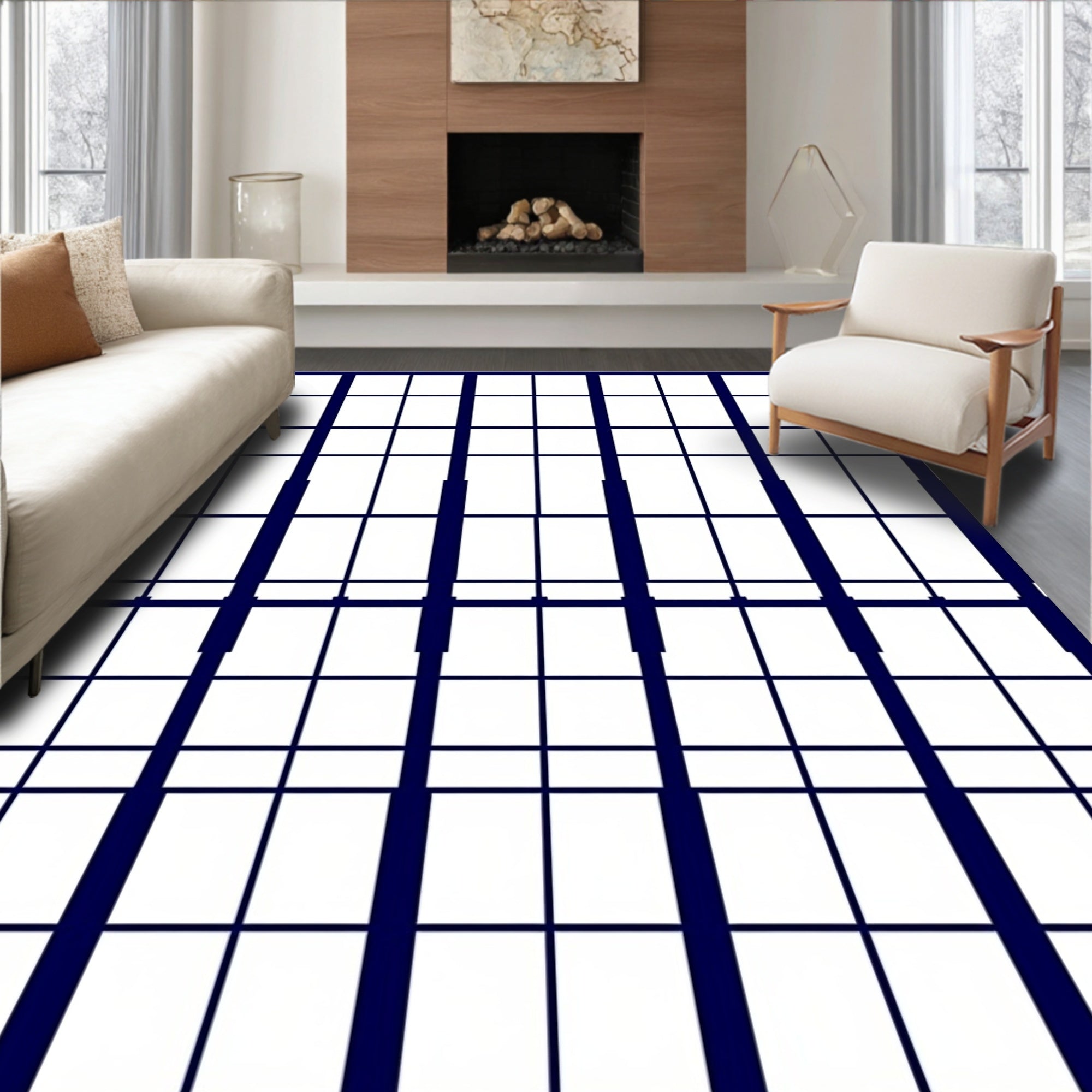 Bold Lattice Geometric Abstract Design Rug
