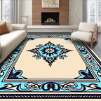 Elegant Blue Floral Medallion Rug