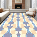 Vertical Blue Ochre Geometric Pattern Rug